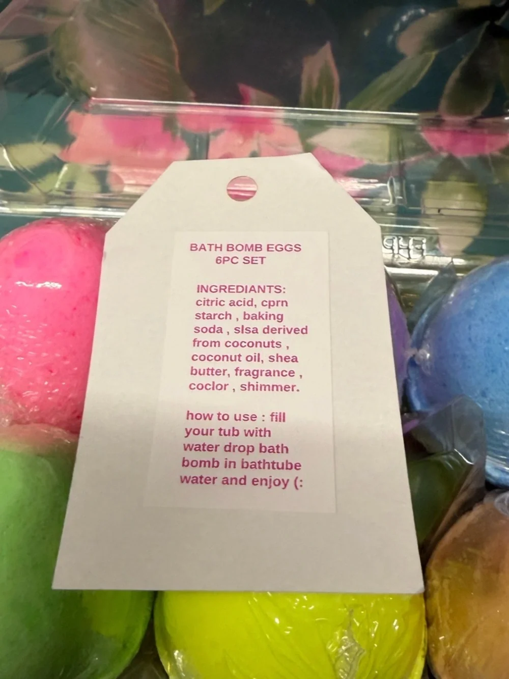 Aminnah Easter Egg Bath Bomb Set 6pc Large Individually Wrapped NWT